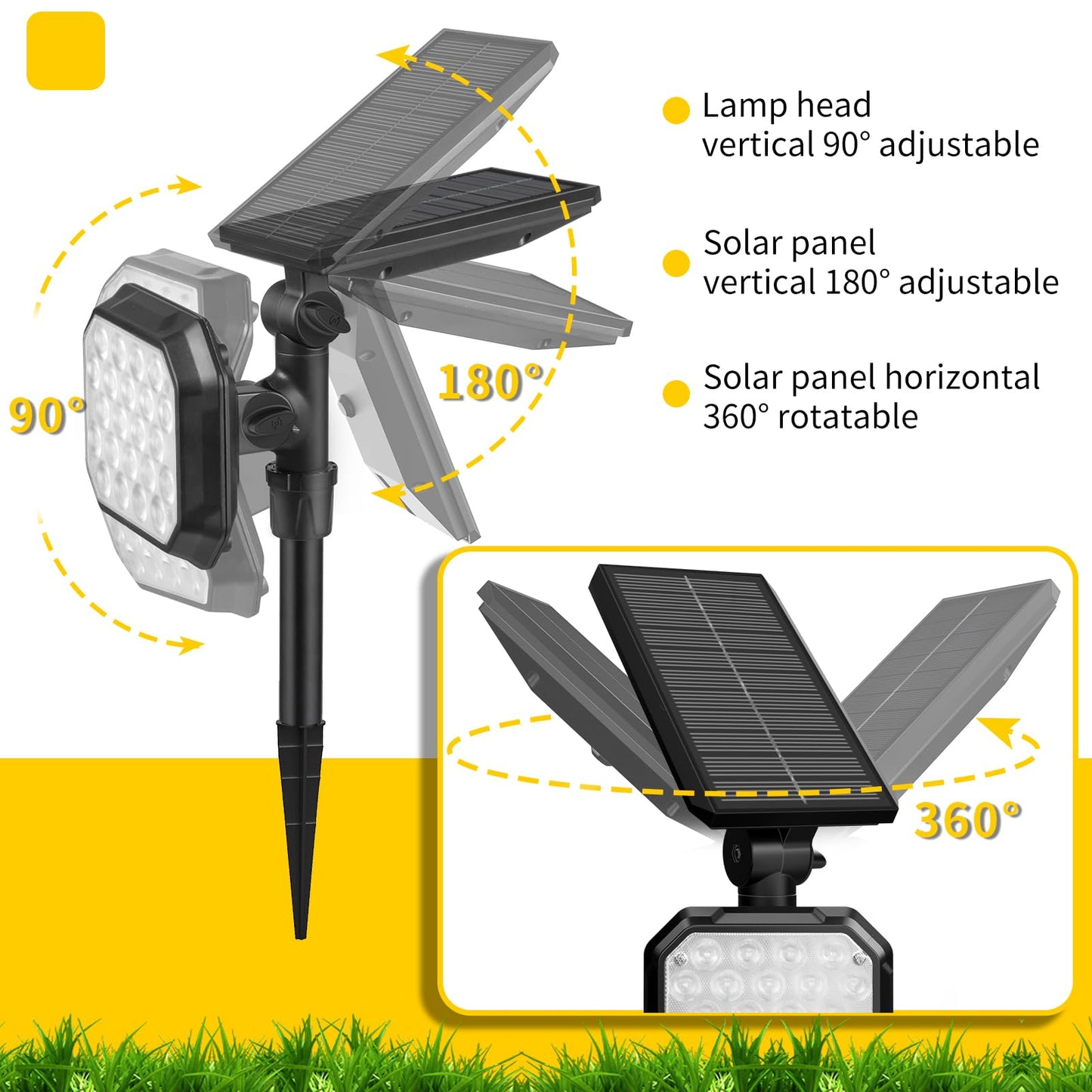 Rynx | Roshwey 22 LED Solar Spot Light - 700 Lumens Waterproof Landscape Lighting, Cool White, 4 Pack