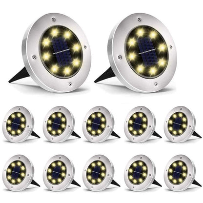 Rynx | Aogist 12-Pack Solar Lights For Outdoors, 8 Led Waterproof Outdoor Disk Lights For Garden Pathway