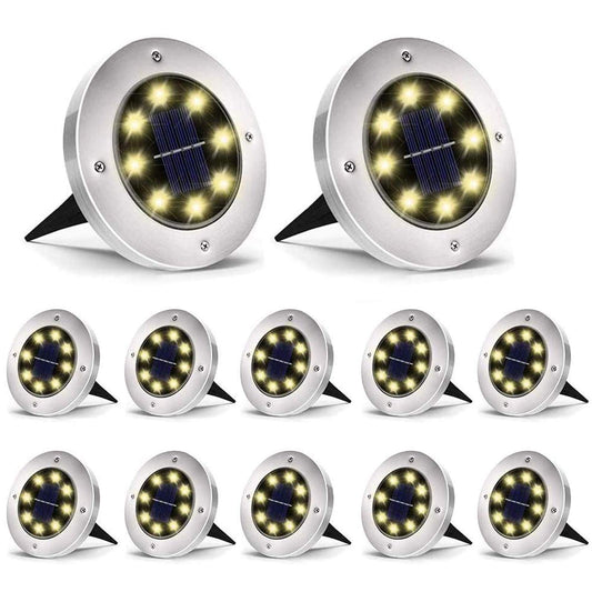 Rynx | Aogist 12-Pack Solar Lights For Outdoors, 8 Led Waterproof Outdoor Disk Lights For Garden Pathway