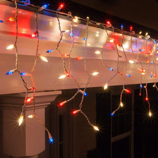 Rynx | Kringle Traditions 8.5 Ft 150 Outdoor Patriotic Lights - Red, White And Blue Icicle Lights/Patriotic Decorations, Fourth of July Decorations