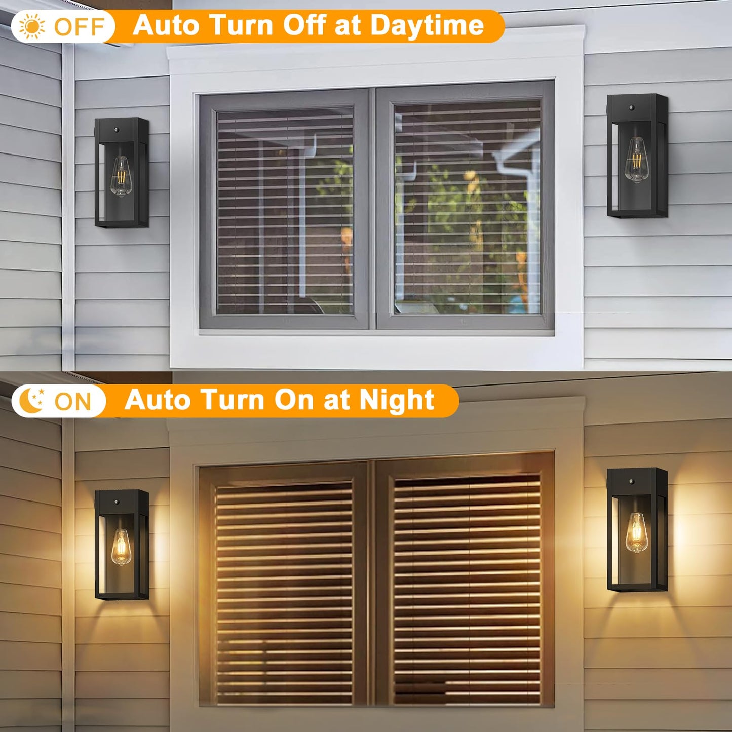 Rynx | Oykyohei 2 Pack Dusk Till Dawn Outdoor Wall Light, Waterproof Black Metal Veranda Light With Outlet