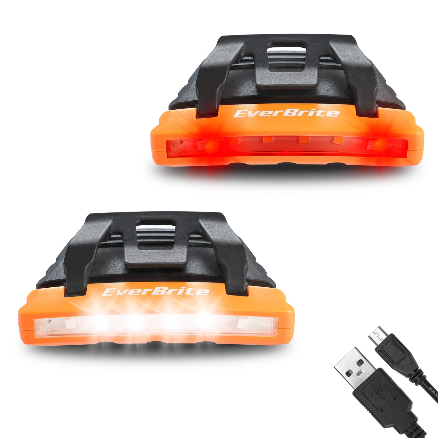 Rynx | Everbrite Rechargeable Headlamp, Waterproof Clip-On, Red Light, Rotatable Head, Ipx4