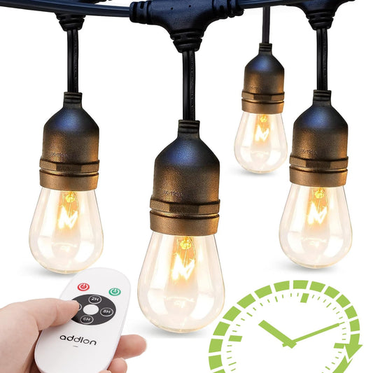 Rynx | Addlon 48 Ft Outdoor String Lights Timer Control Commercial Quality Weatherproof 18 Edison Vintage Bulbs Etl Listed Heavy-Duty Decoration Christmas Lights For Patio Backyard Garden