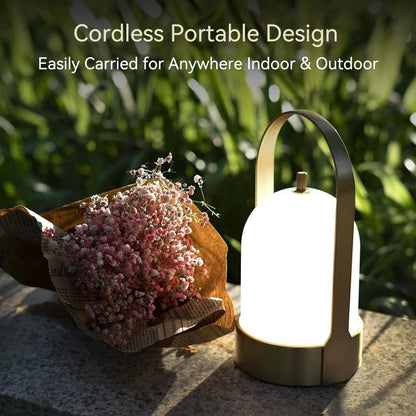 Rynx | Tubicen Brass Waterproof Rechargeable Touch-Dimmable Lantern Table Lamp For Outdoor & Indoor Use