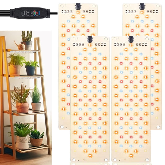 Rynx | Growth Light, 40W Ultra-Thin Panel Growth Light For Indoor Plants, 316Leds Full Spectrum Growth Light For Under Cabinet Plant, Growth Lamp With 3/9/12H Timer, 10 Dimmable Levels For Plant Growth (4Pcs)