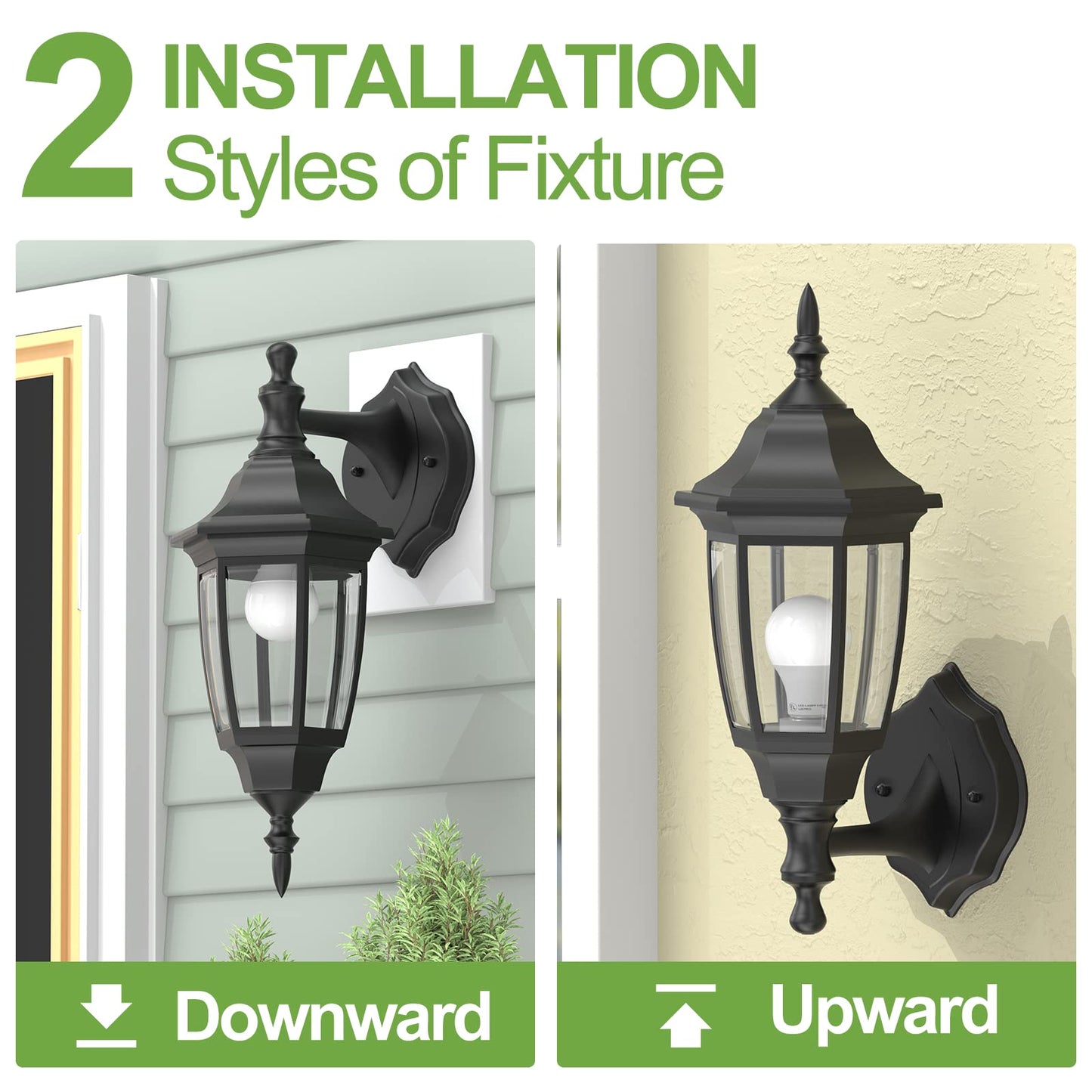 Rynx | Emart LED Outdoor Wall Lamp Sconce, Waterproof Anti-corrosion, Black 2 Pack, Bulb Included