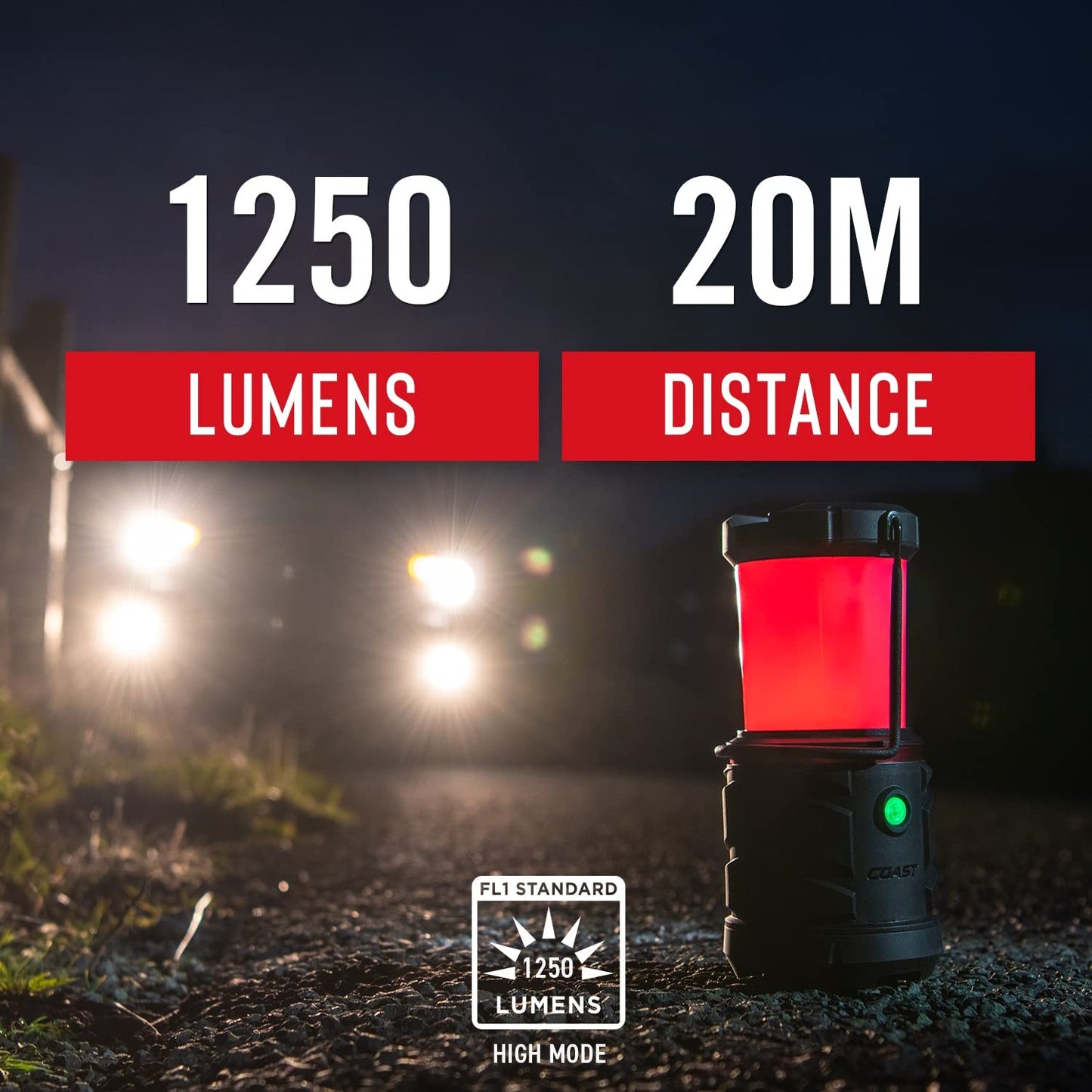 Rynx | Coast Eal22 Dual Color Led Emergency Light, 1250 Lumen, Stormproof, Power Bank, Black