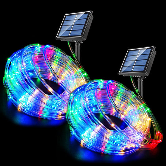Rynx | Fatpoom Solar String Lights Solar Cell String Lights 40Ft 120 Leds 8 Modes Fairy Lights Outdoor Decoration Lighting For Garden Patio Party, Wedding, Christmas Decoration Multi-Color 2Pack