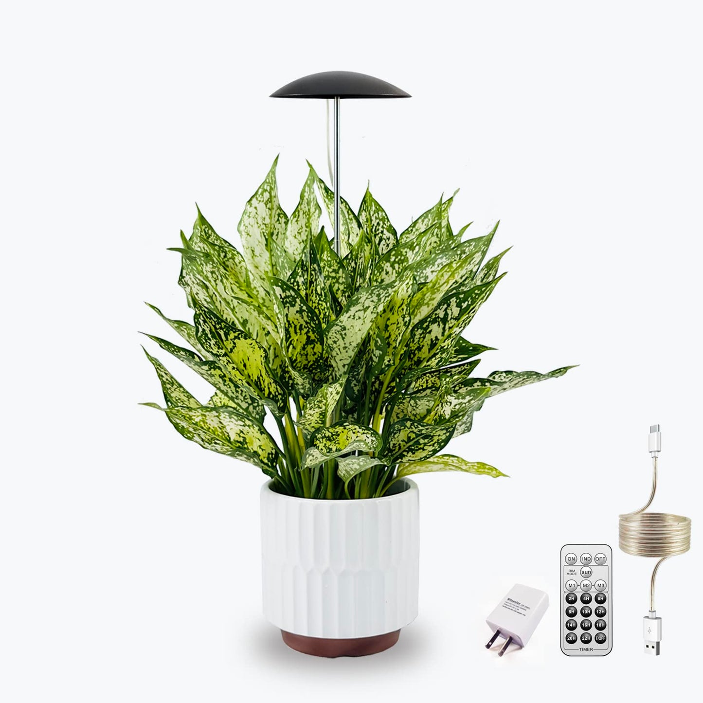 Rynx | LED Grow Light For Indoor Plants, Smart USB Small Full Spectrum Plant Lighting With Remote Control, Height Adjustable, Automatic On/Off Timer, Ideal For Home Decoration, Black