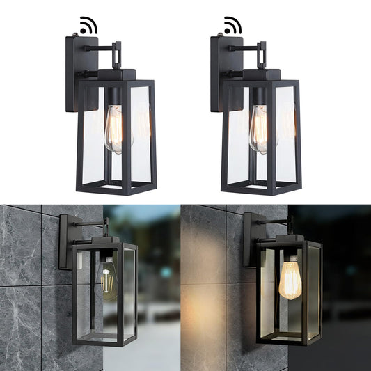 Rynx | Faymart 2 Pack Twilight To Dawn Waterproof Outdoor Wall Lanterns With Sensor, Modern Patio Lanterns