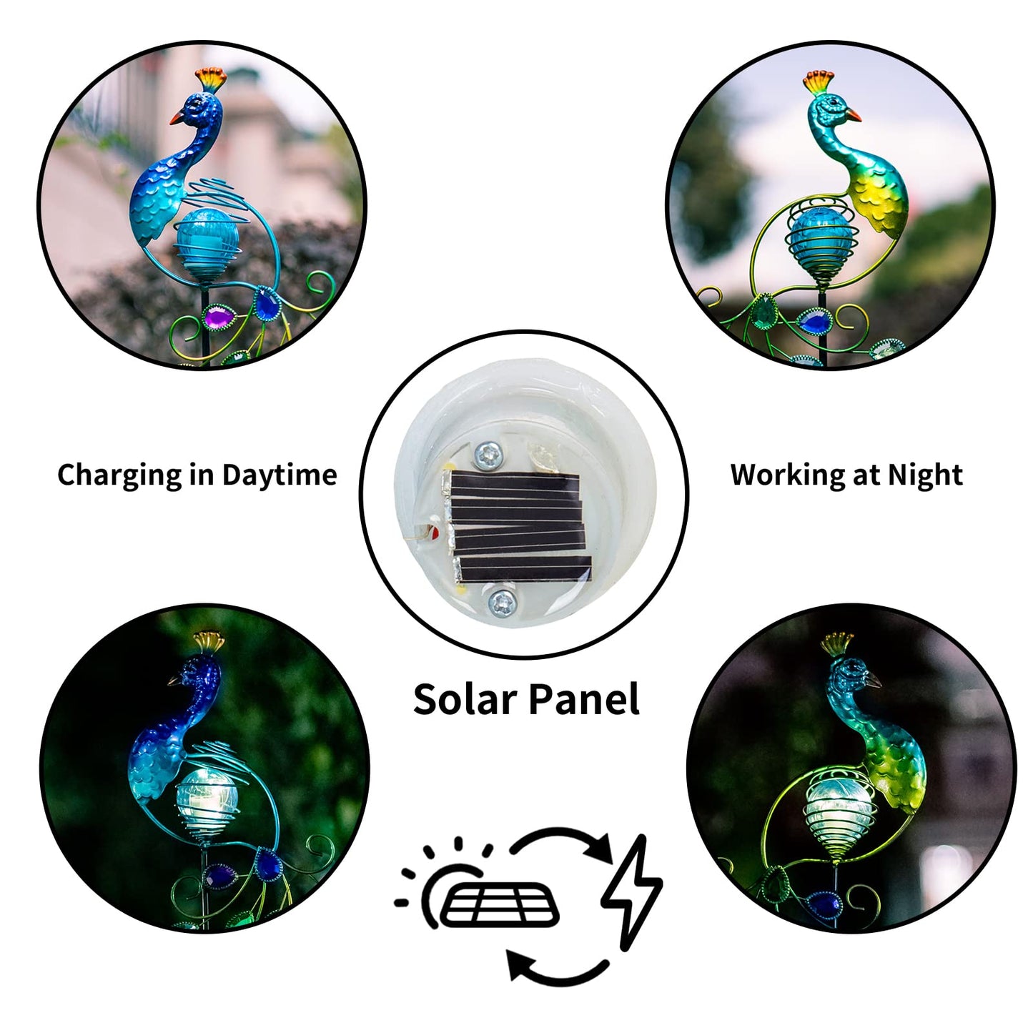Rynx | Viveta 2 Pack Metal Peacock Solar Stake For Outdoor Garden Patio Decorations