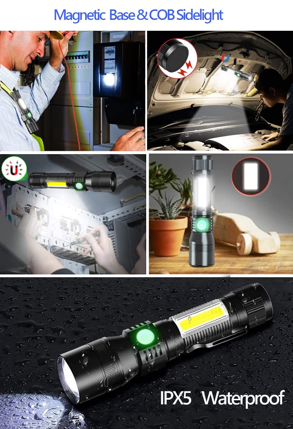 Rynx | Hoxida Black Light Uv Flashlight, 2000 Lumen Rechargeable Tactical Led, Waterproof 7 Modes