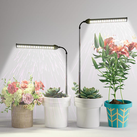 Rynx | Weeleegoo Led Grow Light 2 Pack, 6000K White Full Spectrum 144 LED Goose Neck Lamp For Indoor Plant Growth, 4 8 12 18 Hours & Brightness Adjustable, Insert Rod Expandable 4-10''