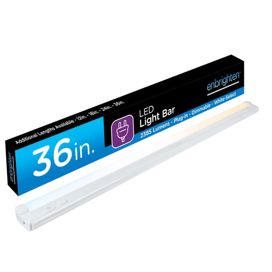 Rynx | Enbrighten 36 Inch Plug-In Under Cabinet Light, 2386 Lumen, Five White Settings (2700K-6500K), Fully Dimmable, One-T