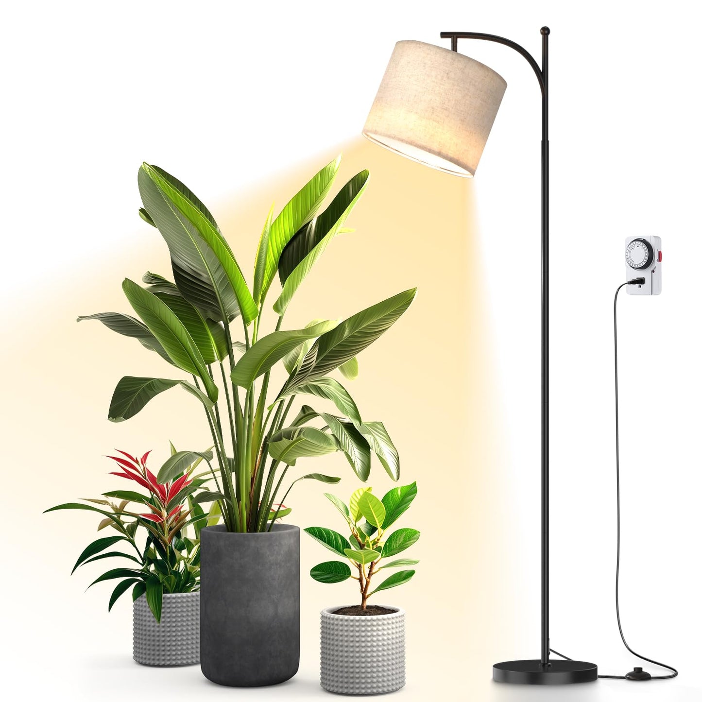 Rynx | Bstrip Floor Grow Light For Indoor Plants Full Spectrum, 3000K High Plant Light, 25W Led Grow Light With Stand Floor Lamp With Automatic On/Off Timer Function, Angle Adjustable