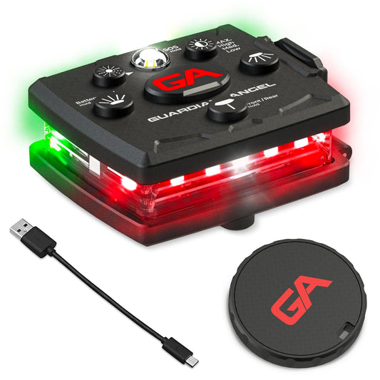 Rynx | Guardian Angel Micro Series Safety Light, Signal Light (Red Front & Green Back) | Rechargeable, Magnetic & Hands-Free Portable LED Light For Dog Walking, Cycling, Camping & Kayaking