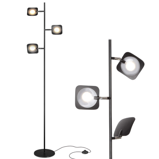 Rynx | Brightech Tree Floor Lamp For Living Rooms & Offices, Dimmable Standing Lamp For Reading In The Bedroom, Led Spotlight Floor Lamp, Tall Lamp With Adjustable Panels For Minimal Space Usage - Black