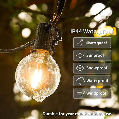 Rynx | Rtty 50Ft Outdoor String Lights, G40 Unbreakable Globe Lights For Patio & Party