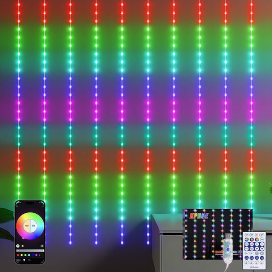 Rynx | Kpore Fe Curtain Light, Smart 300 LED Curtain Light, Color-Changing Wall Light, Color Curtain Light Sources Rainbow Background For Indoor Outdoor, Christmas, Wedding, Parties & Room Decor