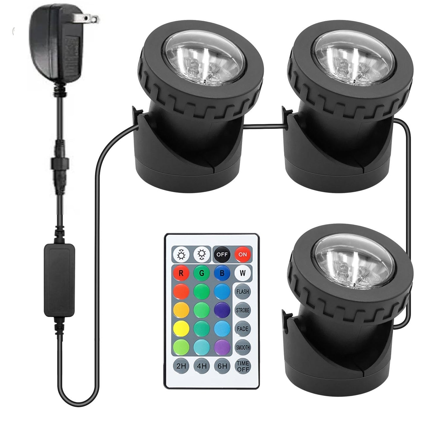 Rynx | Colored Pond Lights with Timer, Rgb Waterproof Fountain Lights Ip68, Dimmable Outdoor Landscape Lights for Aquarium Pond Fountain Garden (3 Lights)