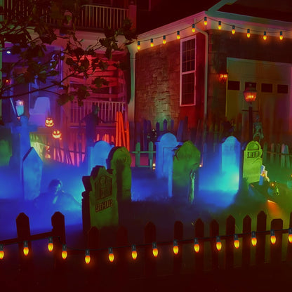 Rynx | Konictom 25Ft Orange Led Light Chains, Waterproof C7 Bulbs For Halloween & Holiday Decor
