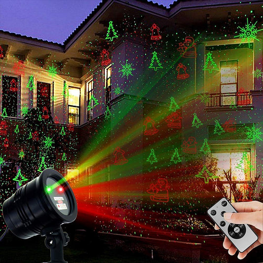 Rynx | Christmas Laser Light, Projector Light Landscape Spotlight Red And Green Star Show With Christmas Decorative Patterns For Indoor Outdoor Garden Terrace Wall