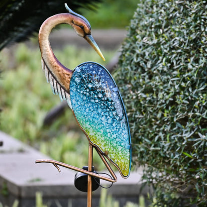 Rynx | Teresa'S Collections Blue Heron Solar Lights, Metal Yard Art For Garden Decor, 43"