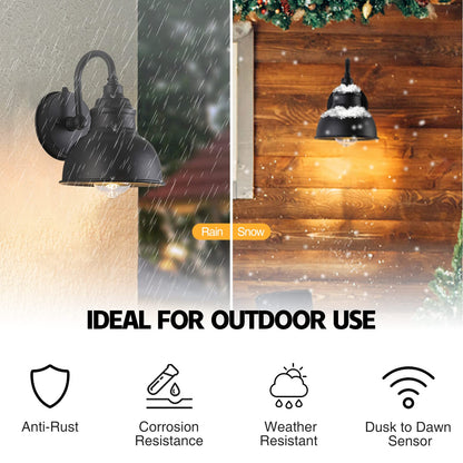 Rynx | Naurham Barn Light Gooseneck - Dusk To Dawn Garden Lighting, 1-Light Wall Lamp
