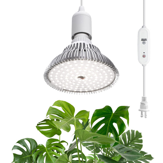 Rynx | Hanging Grow Light For Indoor Plants, 25W 5000K, Led Grow Bulbs, Height Adjustable Plant Light With Timer, Full Spectrum Grow Light Replaces Sunlight For Succulent Plants, Greenhouse Of Speeplant