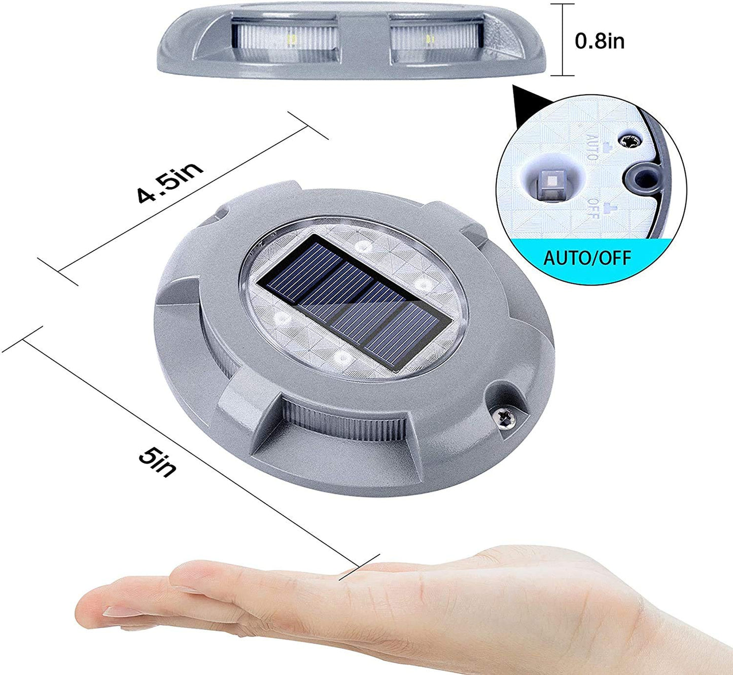 Rynx | Siedinlar Solar Cell Deck Lights - Blue Led Waterproof Driveway Markers, 4 Pack For Outdoor Use