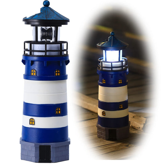 Rynx | Hshd Fire with rotating beacon LED lights - Solar lamp outdoor decorative for garden terrace manhole cover gifts (Blue1)