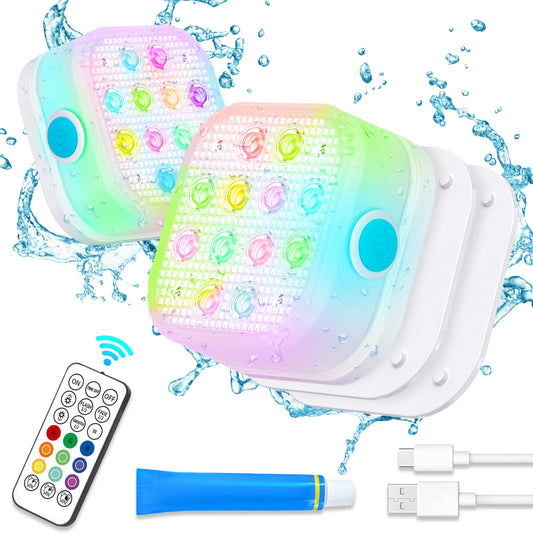 Rynx | Vidome Rechargeable Submersible Pool Lights - Water-Resistant Underwater Pool Lights Charging Battery-Powered Remote Controlled 16 Color Changing Hot Tub Lights With Magnet For Pool Pond