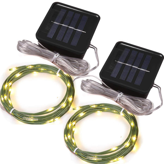 Rynx | Magicnight Short Mini Garden Light Solar Powered Waterproof Fairy Light Outdoor Garden Light String, Green Wire, Warm White, 5M 50Leds, 2 Pack