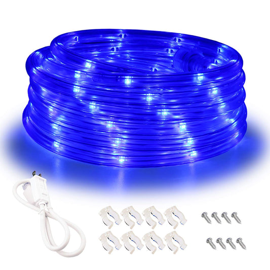 Rynx | Areful Blue LED Lights, 16Ft Taulys, Connectable and Flexible Blue Strip Lighting, High Brightness 3528 LEDs with Clear PVC Jacket, Waterproof Weather Resistant for Indoor Outdoor Use