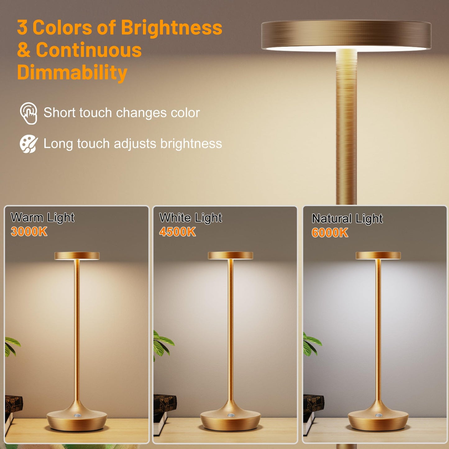 Rynx | Willdoak Wireless LED Table Lamp - 6000Mah Rechargeable, Dimmable, Waterproof, Bronze