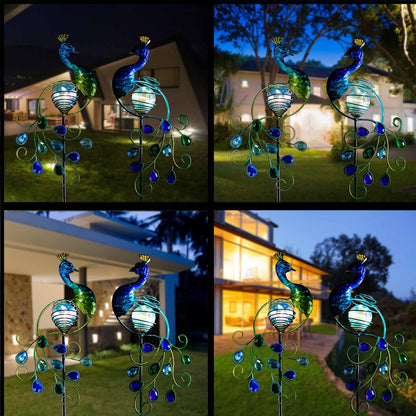 Rynx | Viveta 2 Pack Metal Peacock Solar Stake For Outdoor Garden Patio Decorations