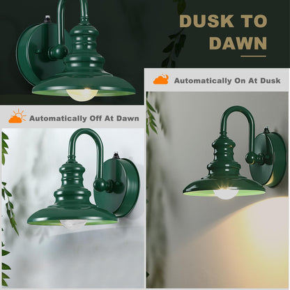 Rynx | Lonedruid Green Dusk Till Dawn Gooseck Ladværk - Rustic Outdoor Wall Lamp For Porch, Garage