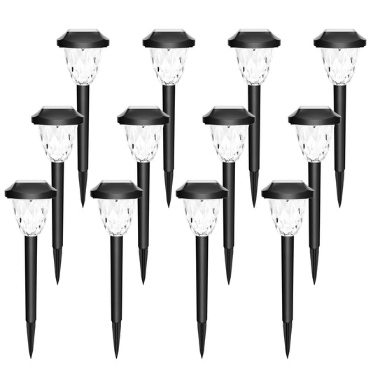 Rynx | Gigalumi 12 Pack Solar Lights Outdoor, Solar Path Lights with Great Pattern, Waterproof Automatic On/Off Lights for Backyard Garden
