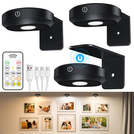 Rynx | Willed Wireless Rechargeable Picture Light with Remote Control, Dimmable Art Lighting, Magnetic Design
