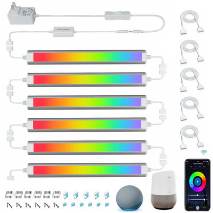 Rynx | Lampaous Led Cabinet Lighting Rgb Light Bar, Dimmable Connectable Shelf Lighting, 6 Pack
