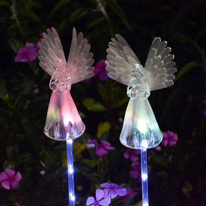 Rynx | Windpnn 2 Pack Solar Powered Color Changing Angel Garden Stake Light For Cemetery & Garden
