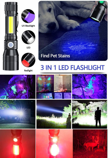 Rynx | Hoxida Black Light Uv Flashlight, 2000 Lumen Rechargeable Tactical Led, Waterproof 7 Modes