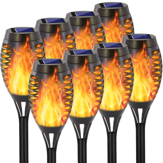 Rynx | Eoyizw 8 Pack Solar Torch Light With Flaming Flame, 12 LEDs Solar Lights Outdoor, IP65 Waterproof Solar Tiki Torches For Outdoor