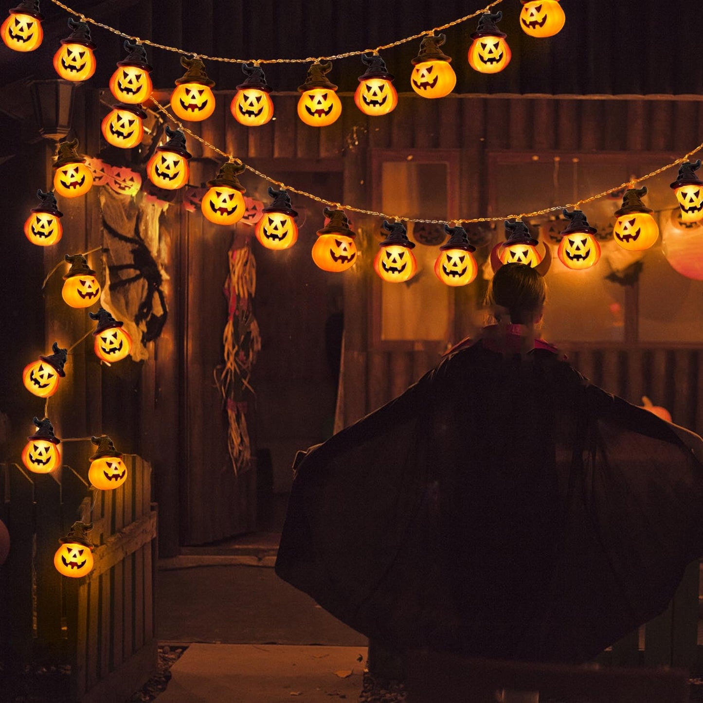 Rynx | Janchs 16Ft 30 Led Waterproof Pumpkin Light, Battery-Operated For Halloween Indoor/Outdoor Decor