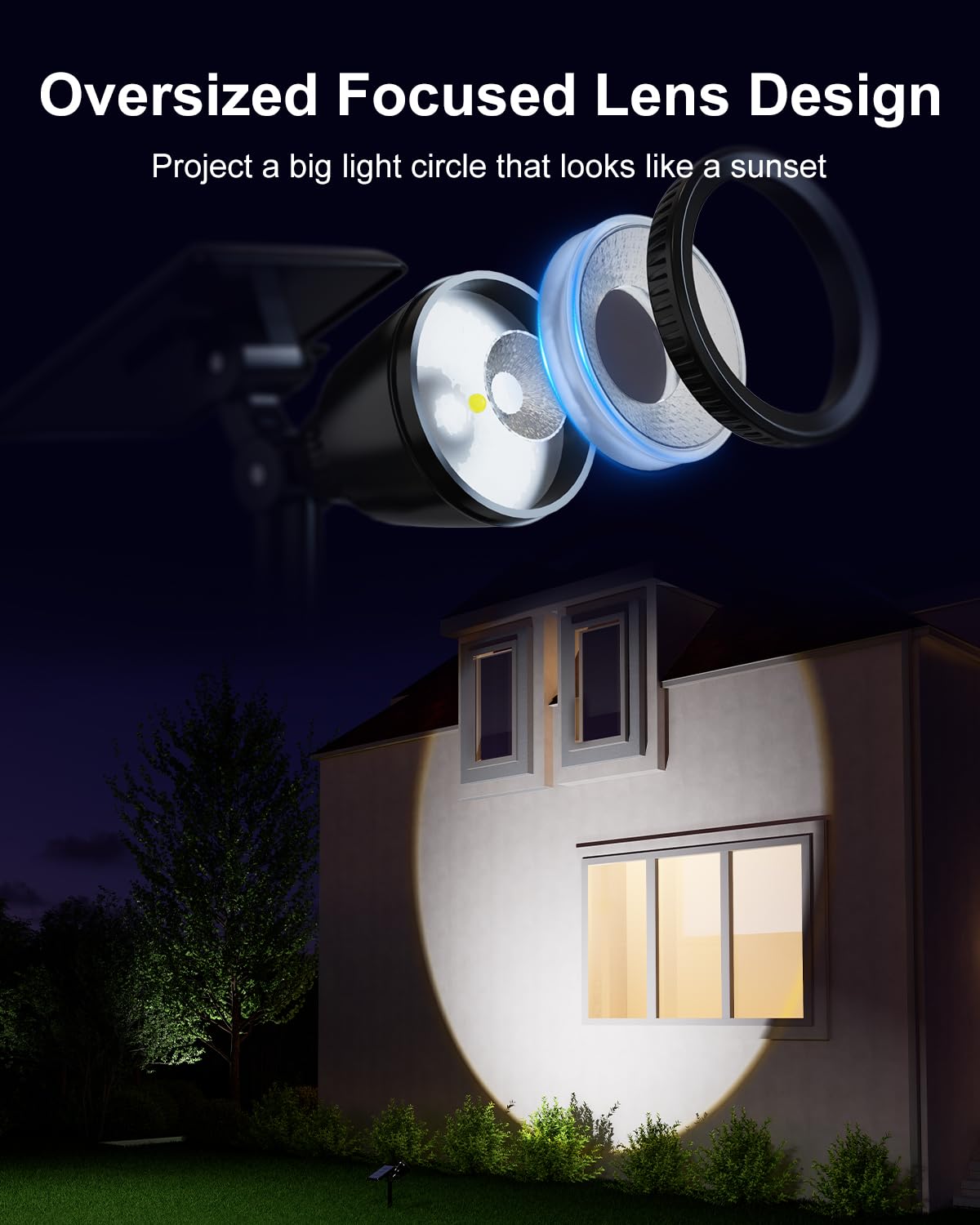 Rynx | Falove Solar-Powered LED Spotlight - Waterproof Uplight For Trees, Lawn, Garden, Cool White