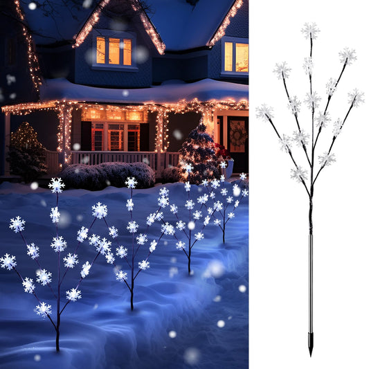 Rynx | Snowflake Light Outdoor Path, 4 Pack Glowing Branches Christmas Garden Decor, Small Christmas Tree With Lights, Branch Limb L