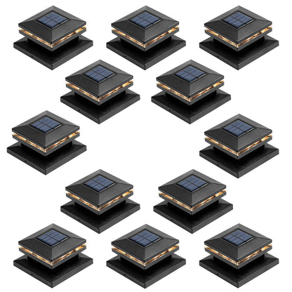 Rynx | Viewsun Solar Posthead Light Sources 12 Pack - Black LED Hedge Decor For 4X4 & 6X6 Wooden Pillars