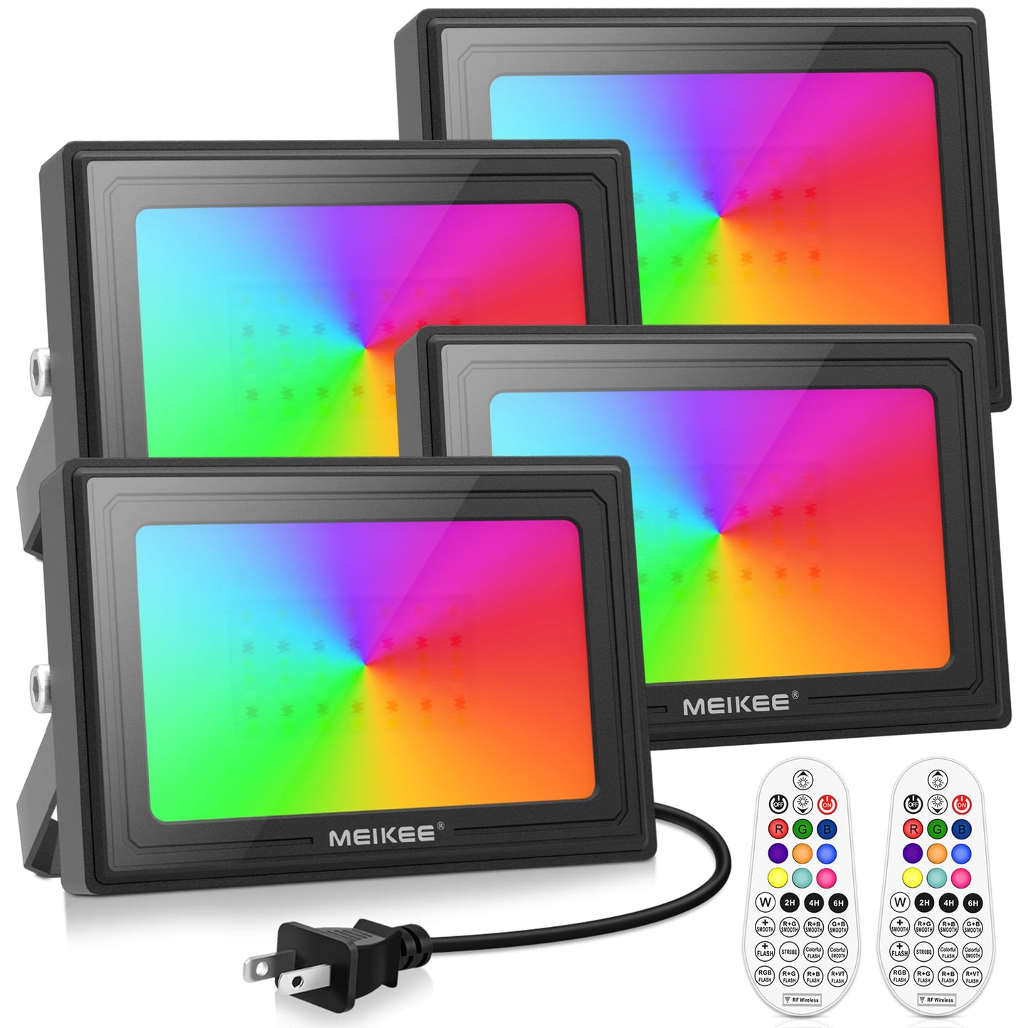 Rynx | Meikee 25W Rgb Led Floodlight - 2500Lm, Ip66 Waterproof, Dimmable, 4 Pack