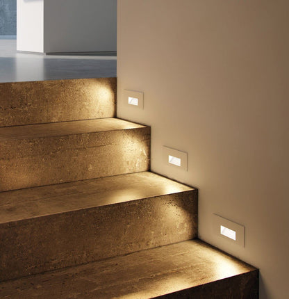 Rynx | Maxim Led Step Light, 5" Wide X 3" High, White Aluminum, Horizontal Wide Beam