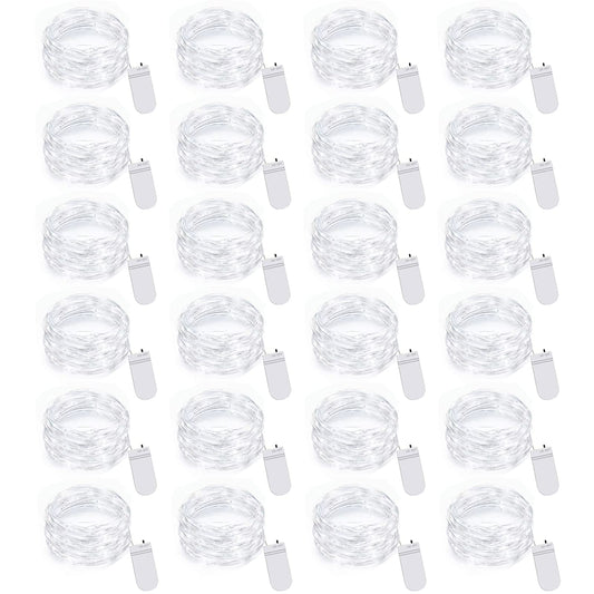 Rynx | Ineximun 24 Pack LED fairy lights battery-powered 7Ft 20LED mini light sources waterproof Christmas lights for glass jars bedroom DIY party wedding Christmas decor white
